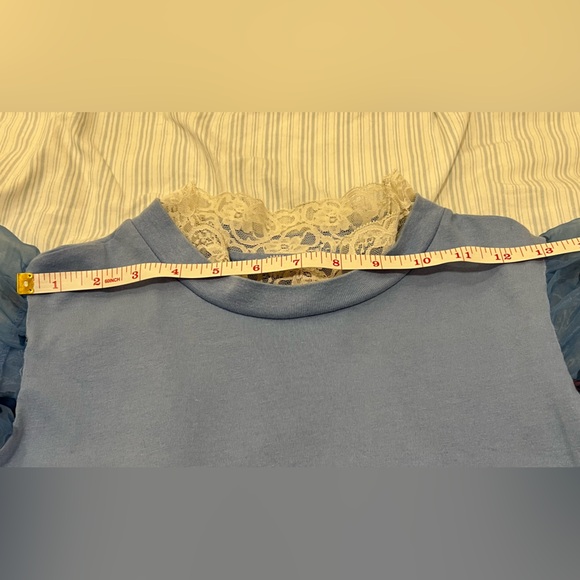 Puff Sleeve Top - Lazy Oaf - Baby blue lace collar w sheer   Sleeves - Picture 6 of 11